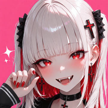 紅を宿した白髪ゴシック