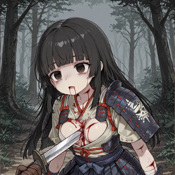 刀で刺突