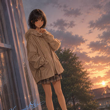 夕景と雨上がり