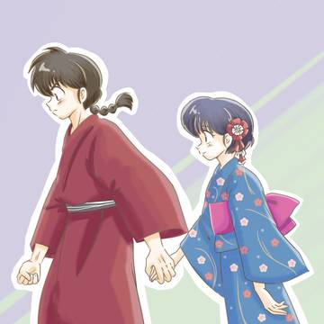 浴衣で