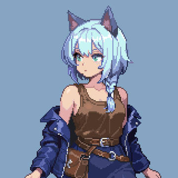 blue Cat in pixels