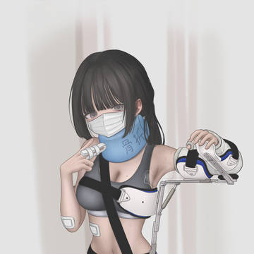 腕を骨折した少女、無理に開かれた脇