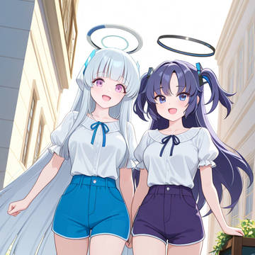 ユウカとノア　夏私服　ショートパンツ1