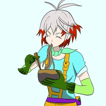 そばをすするパスカル