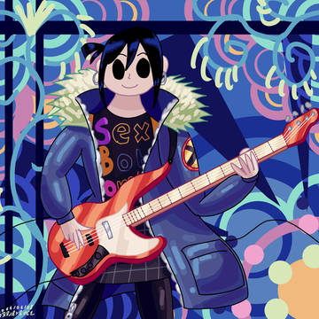 Knives Chau playing Bass guitar