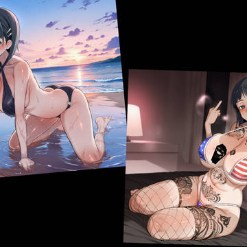 水着の直葉ちゃん(寝取られ前/寝取られ後)