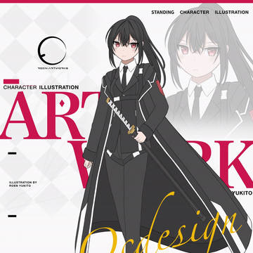 OCdesign➤黒髪ポニーテール黒スーツ少女