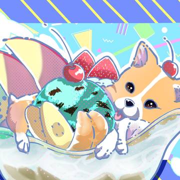 コーギー×パフェ