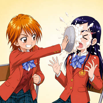 なぎさvsほのか　パイ投げバトル