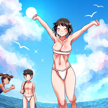 浜辺でジャンプ!