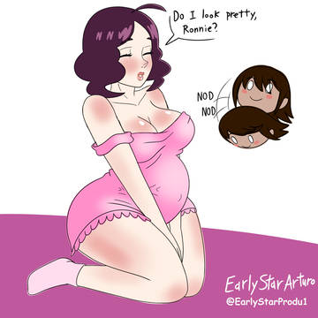 Pregnant Noriko with night dress