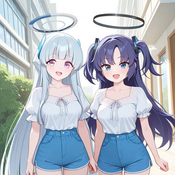 ユウカとノア　夏私服　ショートパンツ2