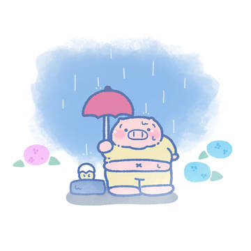 傘が小さすぎた、とんさん☂️