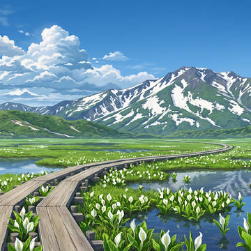 尾瀬ヶ原×至仏山×水芭蕉