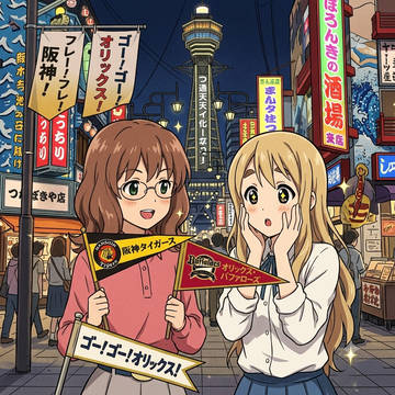 シャアラとムギちゃん。関西球団を応援
