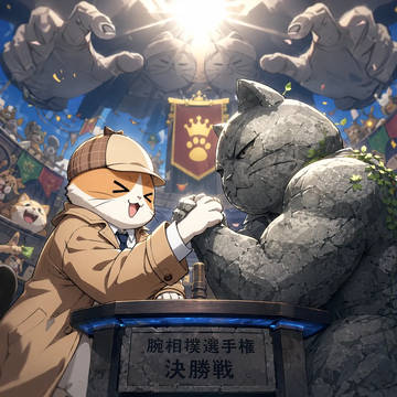 猫探偵腕相撲
