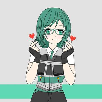 指ハートをする取手優奈ちゃん