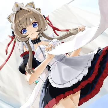 洗濯物干してるメイド姿のサンドローネちゃん
