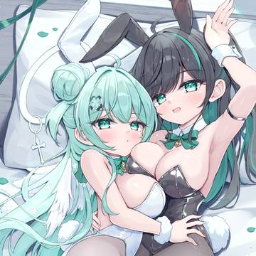 低身長巨乳のバニー2人に挟まれたい…🐇