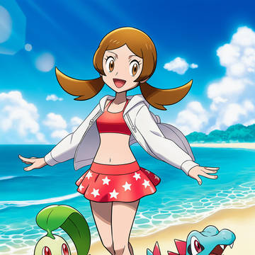 コトネ ポケモンたちと海水浴