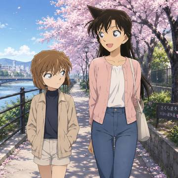 蘭と散歩する灰原哀