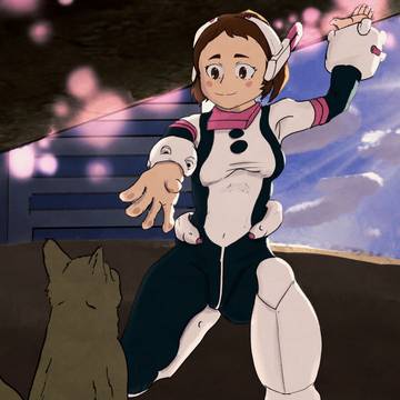 麗日お茶子 - Uravity saving a cat