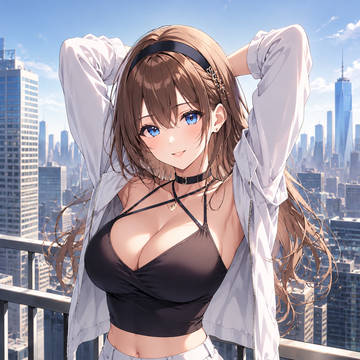 屋上でリフレッシュする爆乳お姉さん
