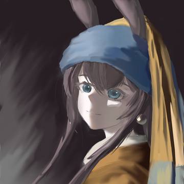 真珠のイヤリングをつけたアミア