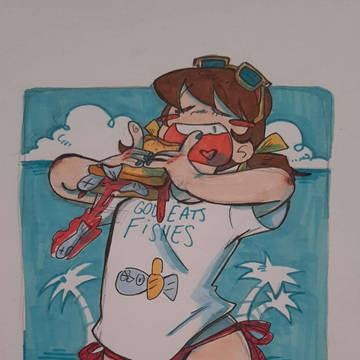 Totoko eating fish