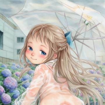 紫陽花とぽっかりちゃん