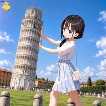 斜塔を支えるあずさちゃん