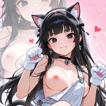 猫口エリザベートちゃんは、オーバーオールスカート姿で