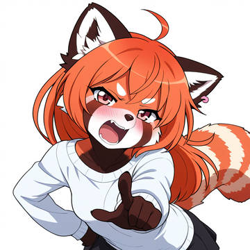 【AIイラスト】ツンからデレへ！タイツが似合うレッサーパンダ