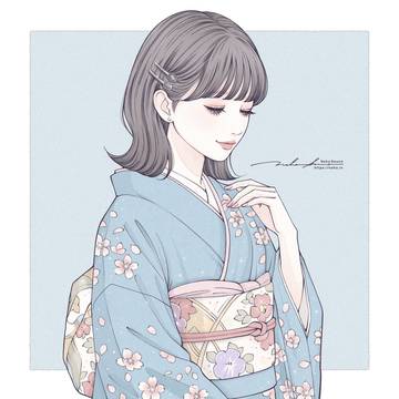 和服を着た女性のイラスト
