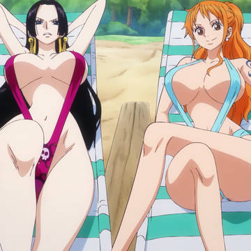 Nami & Boa Hancock at the beach