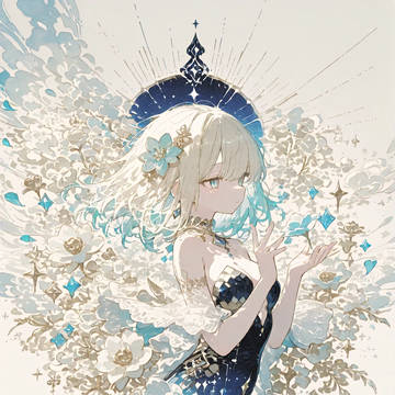 🤍白花に祈る青の精霊🩵