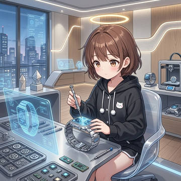 自作の腕時計を制作中