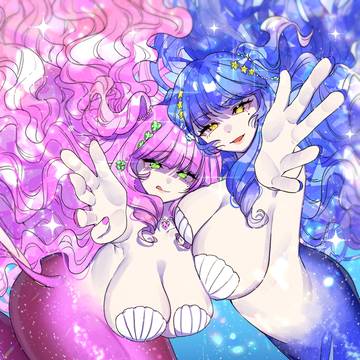 青とピンクの人魚