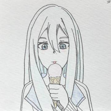 アイスクリームを食べるニーゴ