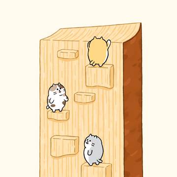 バウムクーヘンを登る猫