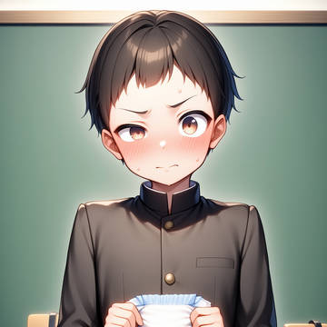 学ラン男子中学生が一日中紙オムツ生活(オシッコ2回・精液1回)