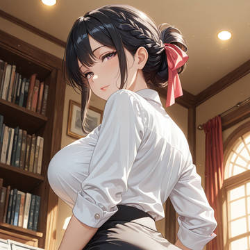【一条志保】白シャツと黒スカートの艶めく後ろ姿