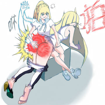 ルザミーネのお尻をペンペンするリーリエ
