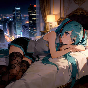 ベッドからの夜景