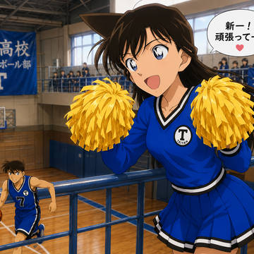 バスケ部 工藤新一を応援するチア部の毛利蘭
