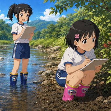 課外授業(河辺の調査)