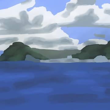 入道雲と海(背景のみ)