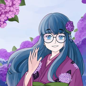 紫陽花の中で