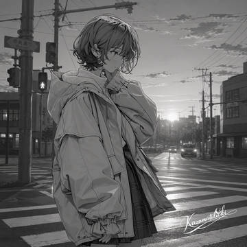 モノクロームの夕焼け