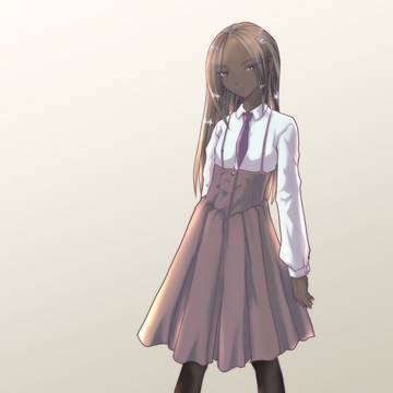 黒髪ロング褐色黒タイツ女子